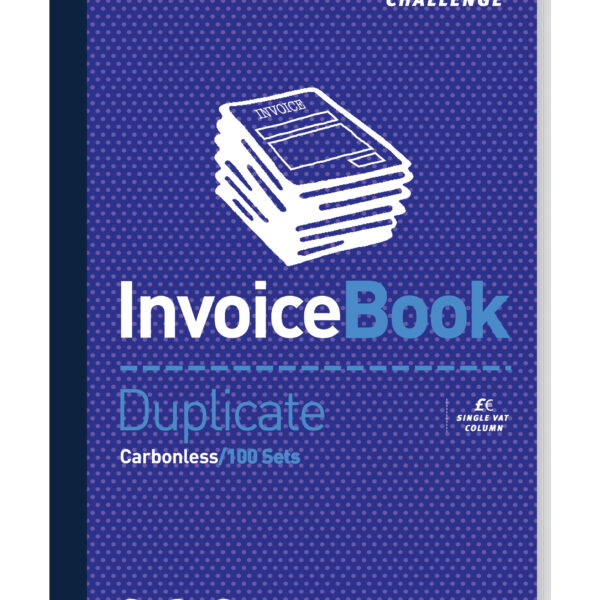 Challenge Duplicate Invoice Book 210x130mm Card Cover With VAT 100 Sets (Pack 5) 100080412