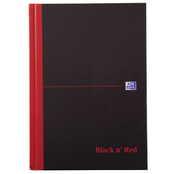 Black n Red A5 Casebound Hard Cover Notebook A-Z Ruled 192 Pages Black/Red (Pack 5) - 100080491