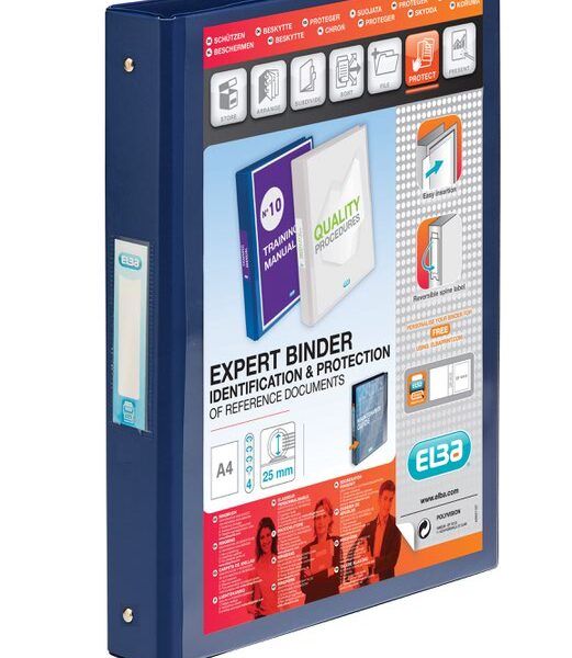 Elba Vision Ring Binder A4 25mm Capacity 30mm Spine 4 O-Ring Blue 100080876