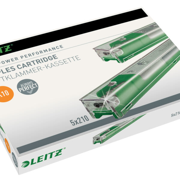 Leitz Heavy Duty 26/10mm Staples Cartridge Green 210 Staples Per Cartridge (Pack 5) 55930000