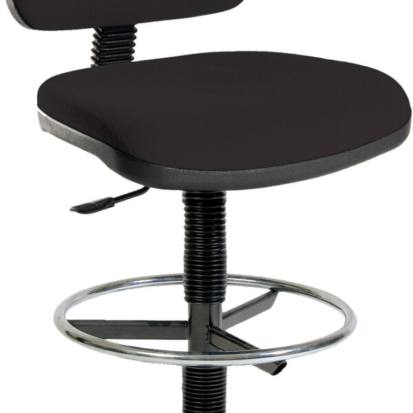 Teknik Office Ergo Blaster Draughtsman Medium Back Fabric Operator Office Chair With Ring Kit Conversion and Fixed Footrest Black - 1100BLK/1163
