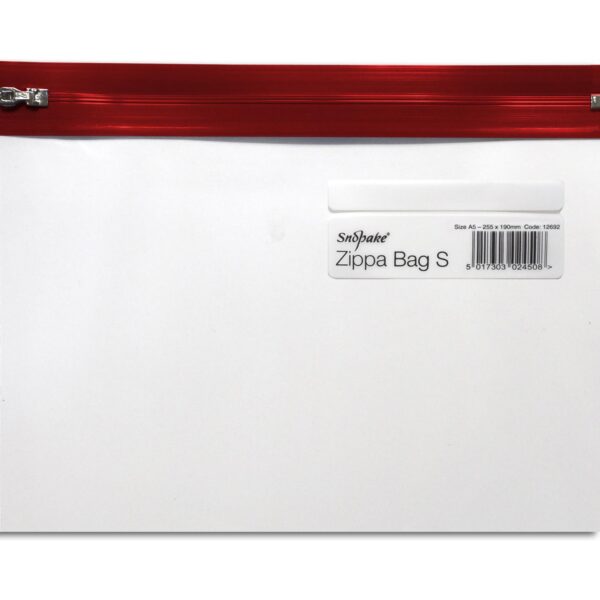 Snopake Zippa Bag S Polypropylene A5 140 Micron Red (Pack 25) - 12692