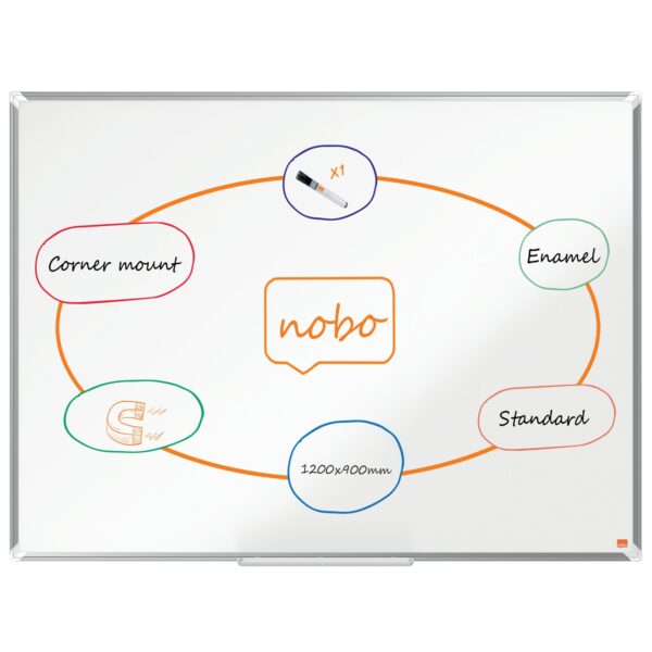 Nobo Premium Plus Magnetic Enamel Whiteboard Aluminium Frame 1200x900mm 1915145