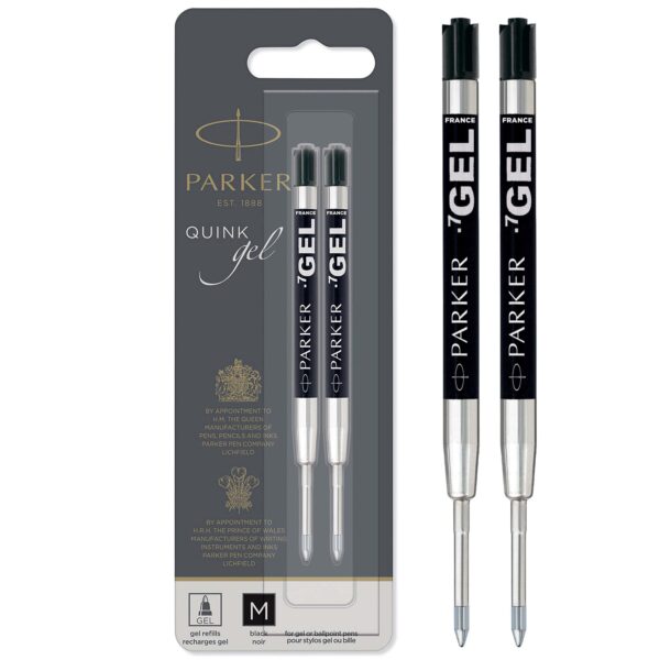 Parker Quink Gel Ink Refill Medium Black (Pack 2) 1950362
