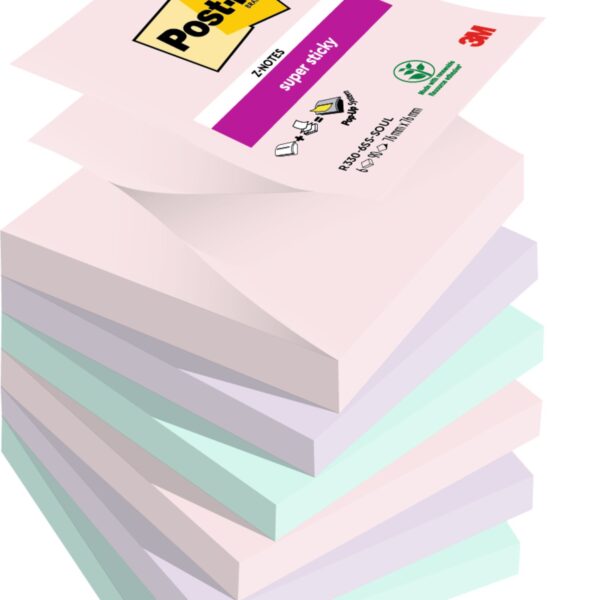 Post it Super Sticky Z Notes Soulful Colours 76x76mm 90 Sheets (Pack 6) 7100259322