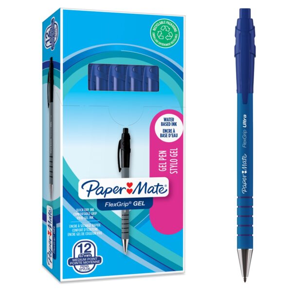 Paper Mate Flexgrip Gel Rollerball Pen 0.7mm Line Blue (Pack 12) - 2108213