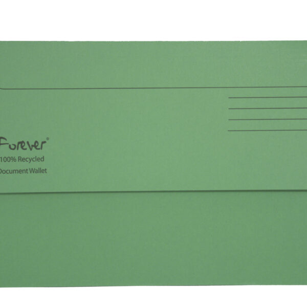 Exacompta Forever Document Wallet Manilla Foolscap Half Flap 300gsm Green (Pack 25) - 211/5004Z