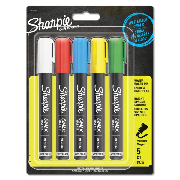 Sharpie Chalk Markers Wet Erase Chalk Pens Assorted Colours (Pack 5) 2157733