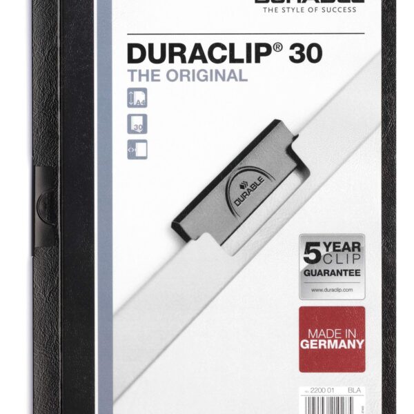 Durable DURACLIP 30 A4 Document Clip Folder Black (Pack 25) - 220001