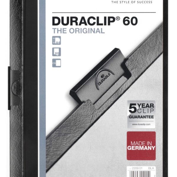 Durable DURACLIP 60 A4 Document Clip Folder Black (Pack 25) - 220901