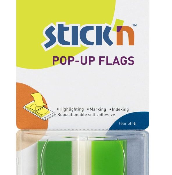 ValueX Pop-Up Flags Page Markers 45x25mm Green (Pack 50) - 26023