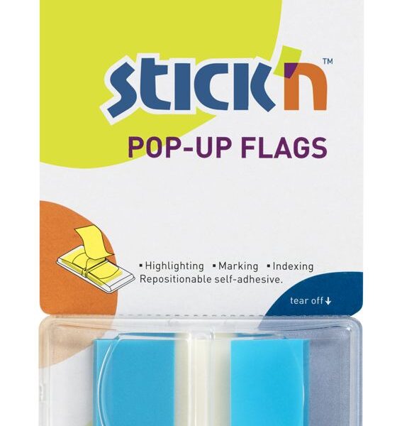 ValueX Pop-Up Flags Page Markers 45x25mm Blue (Pack 50) - 26024