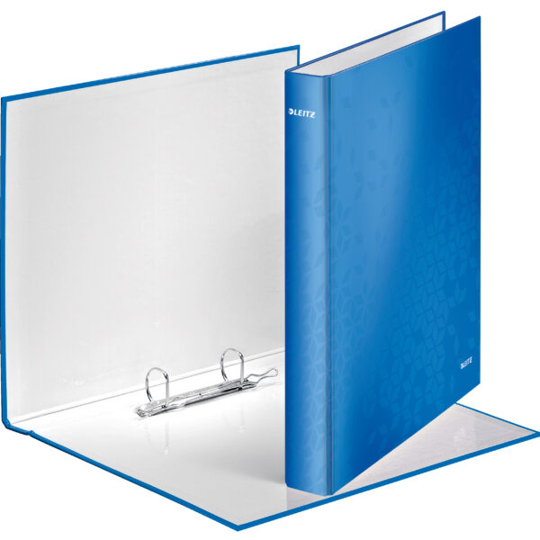 Leitz WOW Ring Binder Laminated Paper on Board 2 D-Ring A4 25mm Rings Blue (Pack 10) 42410036