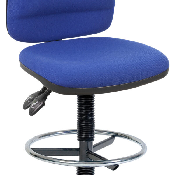 Teknik Office Ergo Twin Draughtsman Medium Back Fabric Operator Office Chair With Ring Kit Conversion and Fixed Footrest Blue - 2900BLU/1163