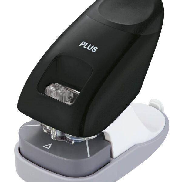 Plus By Pentel Staple-Free Desktop Stapler10 Sheet Capacity and A4 2-Hole Punch With Guidebar Black 31236