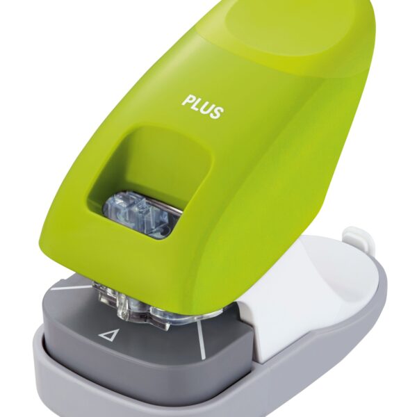 Plus By Pentel Staple-Free Desktop Stapler10 Sheet Capacity and A4 2-Hole Punch With Guidebar Green 31261