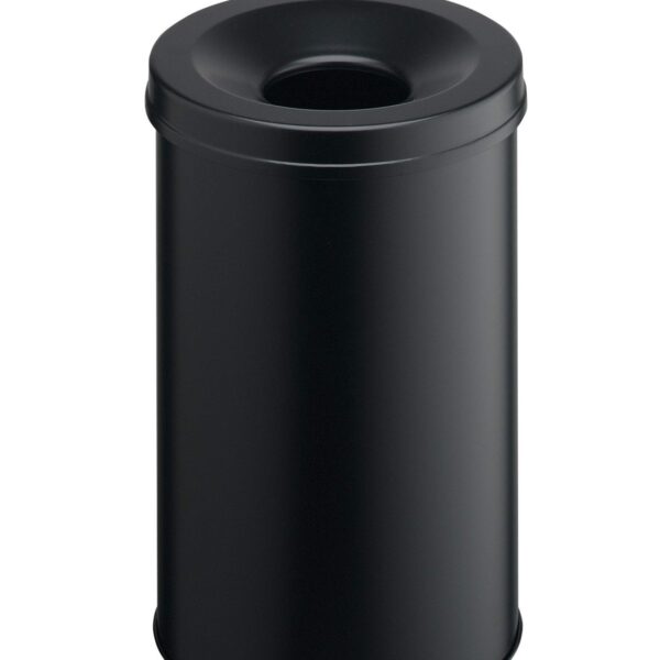 Durable SAFE Metal Waste Bin 30 Litre Capacity with Self-Extinguishing Lid for Fire Safety Black - 330601