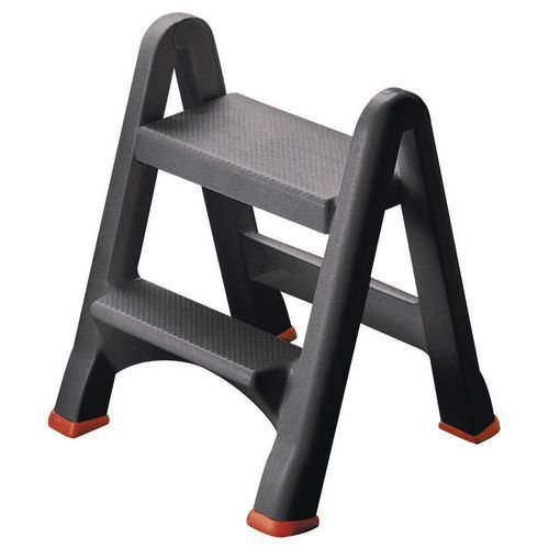 Slingsby Folding Plastic Step Stool 150Kg Capacity W495 x D172 x H640mm Black - 333650
