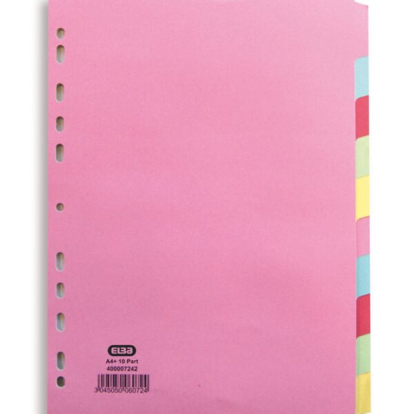 Elba Divider A4+ 10 Part Coloured Card 400007242