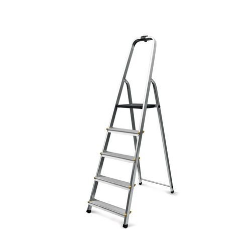Slingsby Aluminium 5 Tread Platform Step Ladder (Platform Sits 980mm Above The Floor) 150Kg Capacity - 405007