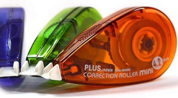 Plus By Pentel Correction Tape Roller Mini 4.2mm x 6m Assorted Colours (Pack 3) 43563