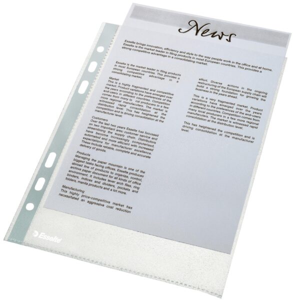Esselte Multi Punched Pocket Polypropylene A5 50 Micron Top Opening Clear (Pack 100) 23782