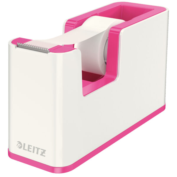 Leitz WOW Dual Colour Tape Dispenser for 19mm Tapes White/Pink 53641023