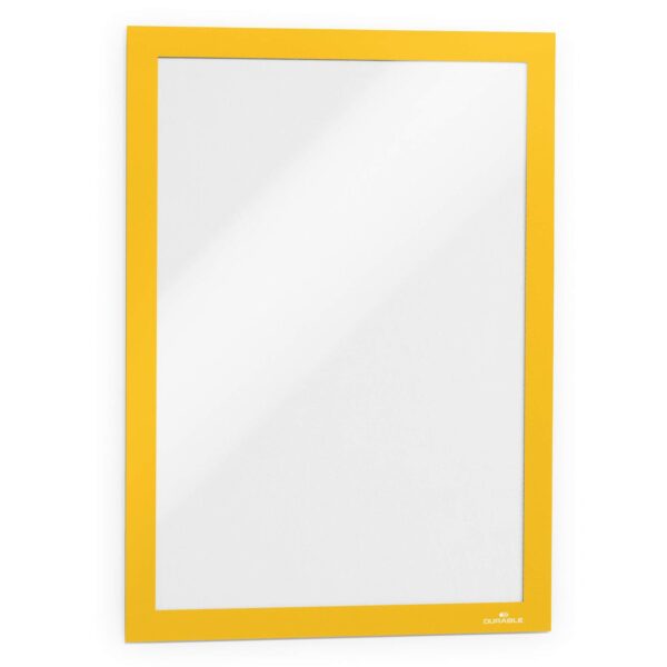 Durable DURAFRAME Self-Adhesive Sign & Document Holder with Magnetic Frame A4 Yellow (Pack 2) - 487204