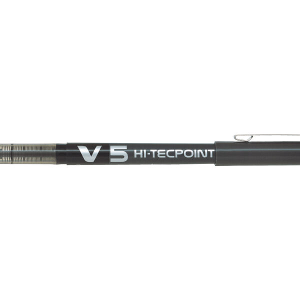 Pilot V5 Hi-Tecpoint Liquid Ink Rollerball Pen 0.5mm Tip 0.3mm Line Black (Pack 12) - 100101201