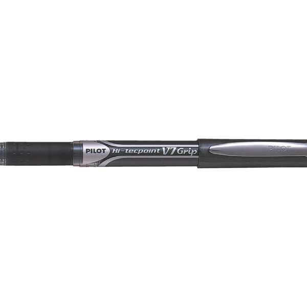 Pilot V7 Grip Hi-Tecpoint Liquid Ink Rollerball Pen 0.7mm Tip 0.4mm Line Black (Pack 12) - 4902505279775