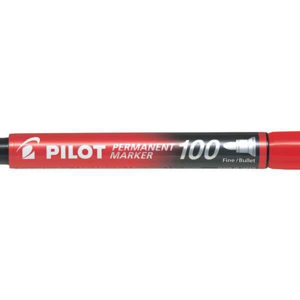 Pilot 100 Permanent Marker Bullet Tip Fine 1.0mm Line Red (Pack 12) - 4902505511103