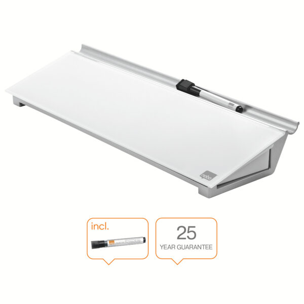 Nobo Desktop Whiteboard Pad Glass Non Magnetic 458x154mm Brilliant White 1905174