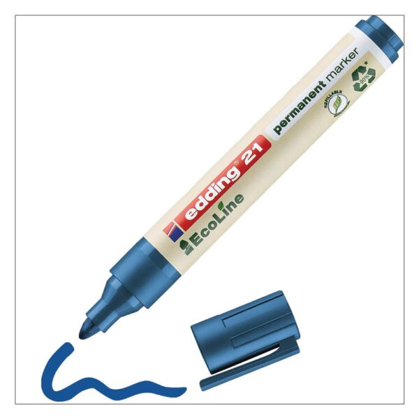 edding 21 EcoLine Permanent Marker Bullet Tip 1.5-3mm Line Blue (Pack 10) - 4-21003