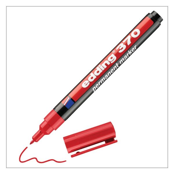 edding 370 Permanent Marker Bullet Tip 1mm Line Red (Pack 10) - 4-370002