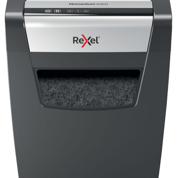 Rexel Momentum X410 Cross Cut Shredder 23 Litre 10 Sheet Black 2104571