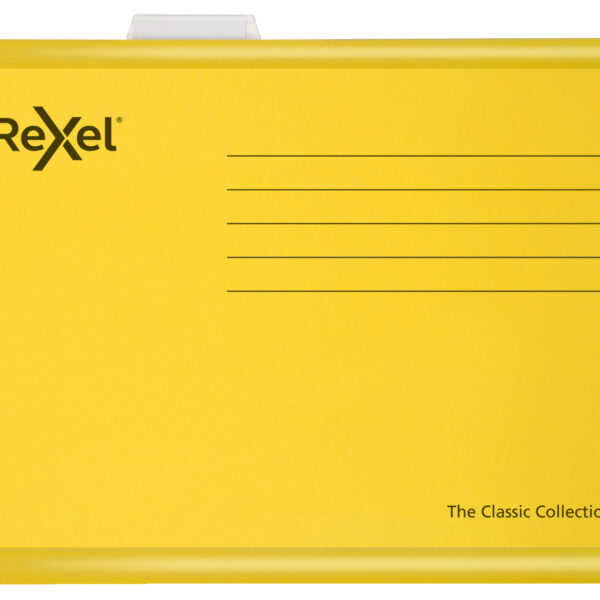 Rexel Classic Foolscap Reinforced Suspension Files V base 15mm Yellow PK25 - 2115593