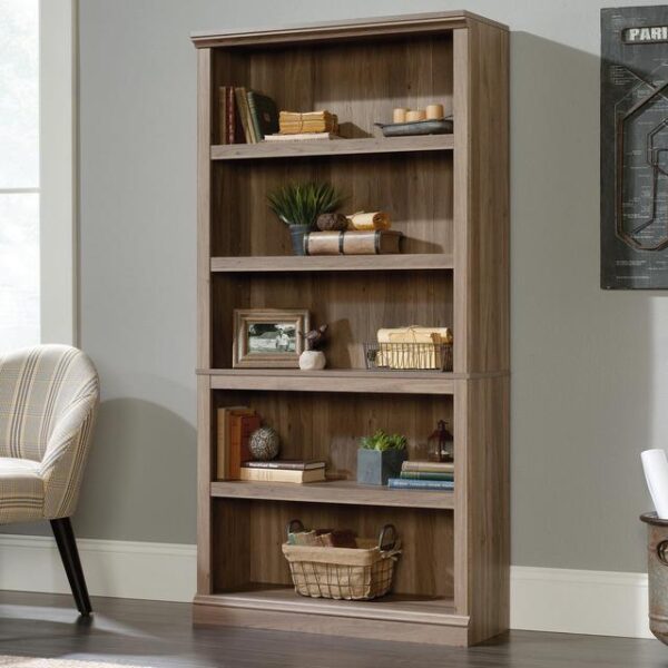 Barrister Home 5 Shelf Bookcase with 3 Adjustable Shelves W896 x D336 x H1772mm Salt Oak - 5420173