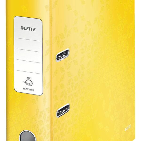 Leitz 180 WOW Lever Arch File Laminated Paper on Board A4 80mm Spine Width Yellow (Pack 10) 10050016