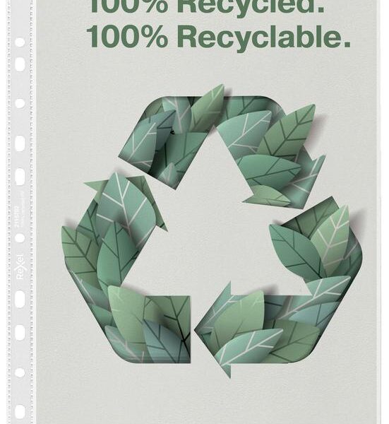 Rexel Recycled Multi Punched Pocket Polyproylene A4 70 Micron Top Opening Clear (Pack 100) 2115702