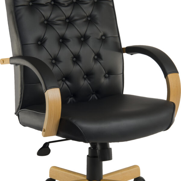 Warwick Noir Bonded Leather Faced Executive Office Chair Black - 6928