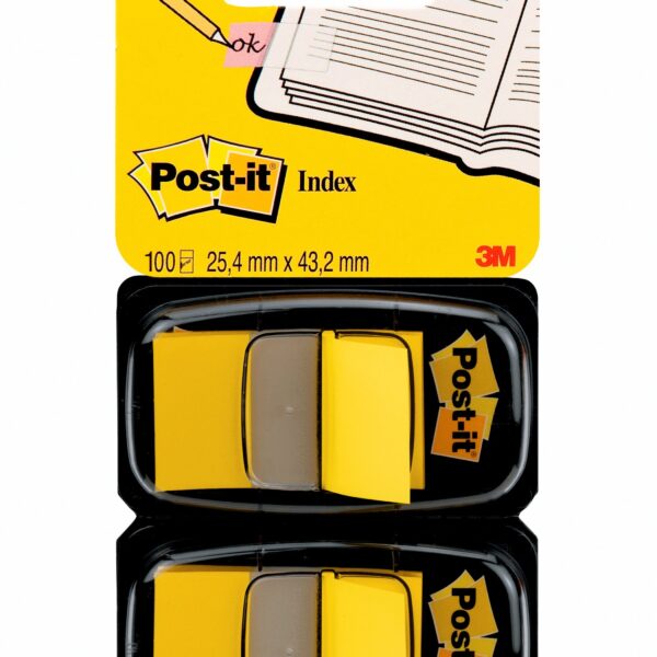 Post-It Index Dispenser Dual Pack Repositionable 25x43mm 2x50 Tabs Yellow (Pack 100) 680-Y2EU - 7000047707