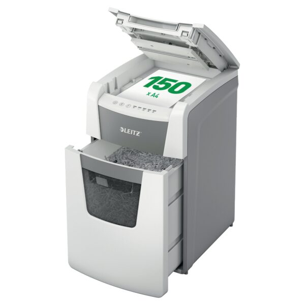 Leitz IQ AutoFeed Office 150 Micro Cut Shredder 44 Litre 150 Sheet Automatic/6 Sheet Manual White 80141000