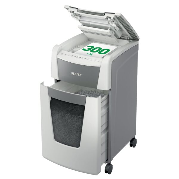 Leitz IQ AutoFeed Office 300 Cross Cut Shredder 60 Litre 300 Sheet Automatic/10 Sheet Manual White 80151000