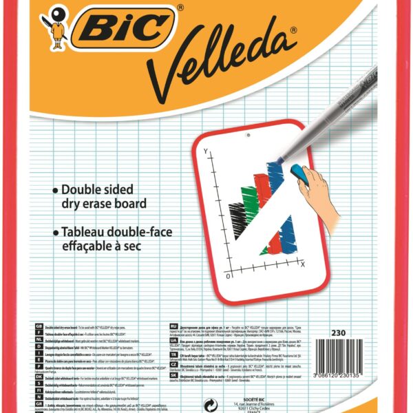Bic Velleda Whiteboard Double Sided Non Magnetic Red Plastic Frame 300x440mm - 812105