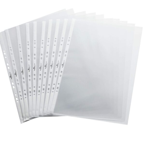 Durable A3 Crystal Clear Punched Pocket Plastic Wallets Ideal for DURASTAR Table Flipchart 12259DR Transparent (Pack 10) - 857719
