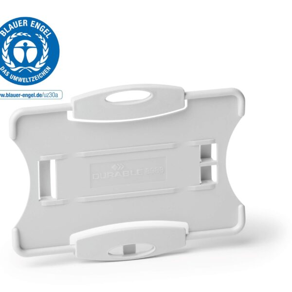 Durable Blue Angel Certified ID Badge Holder for 1 Badge Portrait or Landscape Format Grey (Pack 10) - 898810