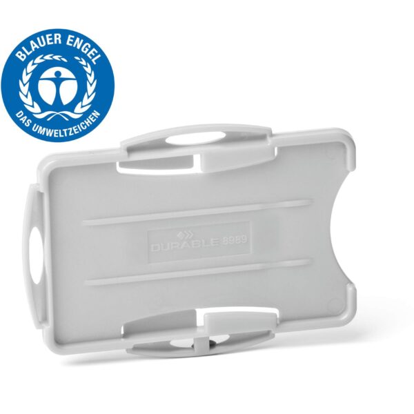 Durable Blue Angel Certified ID Badge Holder for 2 Badges Portrait or Landscape Format Grey (Pack 10) - 898910