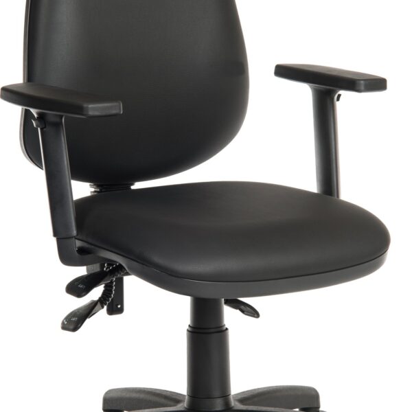 Teknik Office Practica PU Wipe Clean Operator Office Chair With Nylon Base and Adjustable Armrests Black - 9400/0280