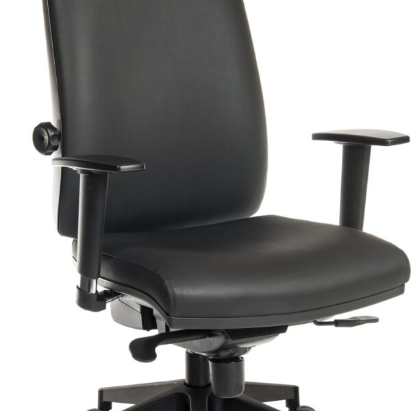 Teknik Office Ergo Plus Ergonomic Executive Operator PU Office Chair With Headrest and Apex Adjustable Arms and Ultra Base Black - Certified For 24 Ho