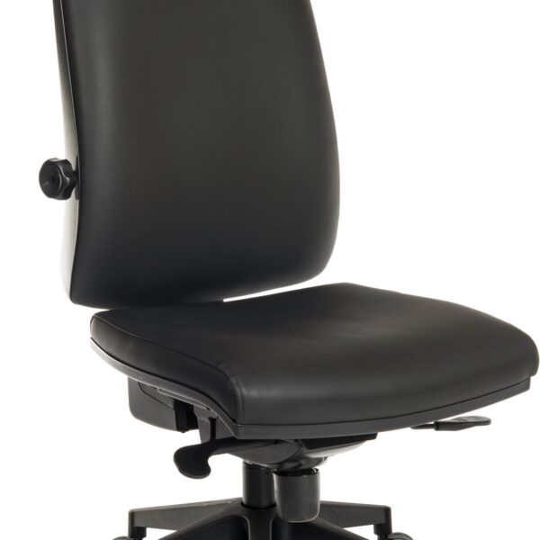 Teknik Office Ergo Plus Ergonomic Executive Operator PU Office Chair With Headrest and Ultra Base Black - Certified For 24 Hour Use - 9700PU/R520
